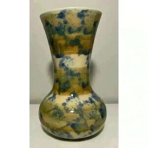 Vintage Greenbrier International Pottery Colorful Vase Signed Blue Excellent Con